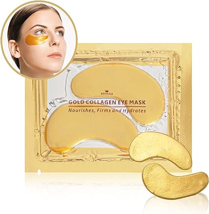 Revitale 24k Gold Under EYE Patches Collagen Gel Mask, Nourishes, Firms & Hydrates, Puffy Eyes & Dark Circles, Hyaluronic Acid (30 Pack)