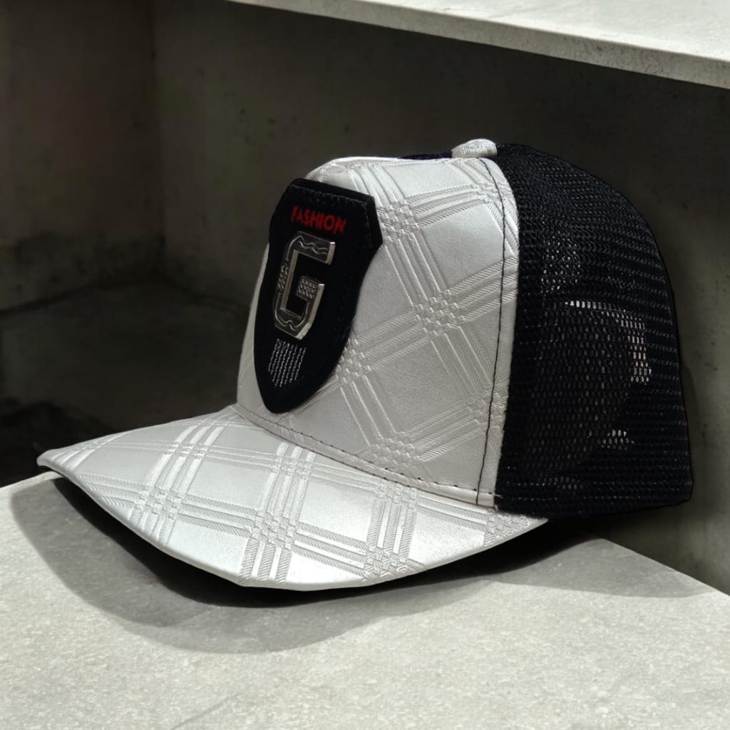 white leather net cap - Net cap