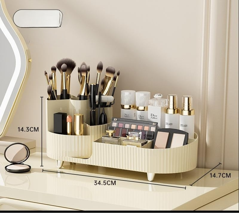 Cosmetics Storage Box Rotating Pen Holder Dresser Table Large Capacity Makeup Brush Lipstick Eye Shadow Puff Storage Rack
